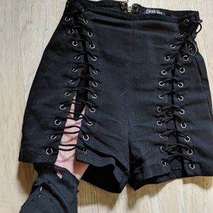 Fashion nova lace up front mini booty shorts